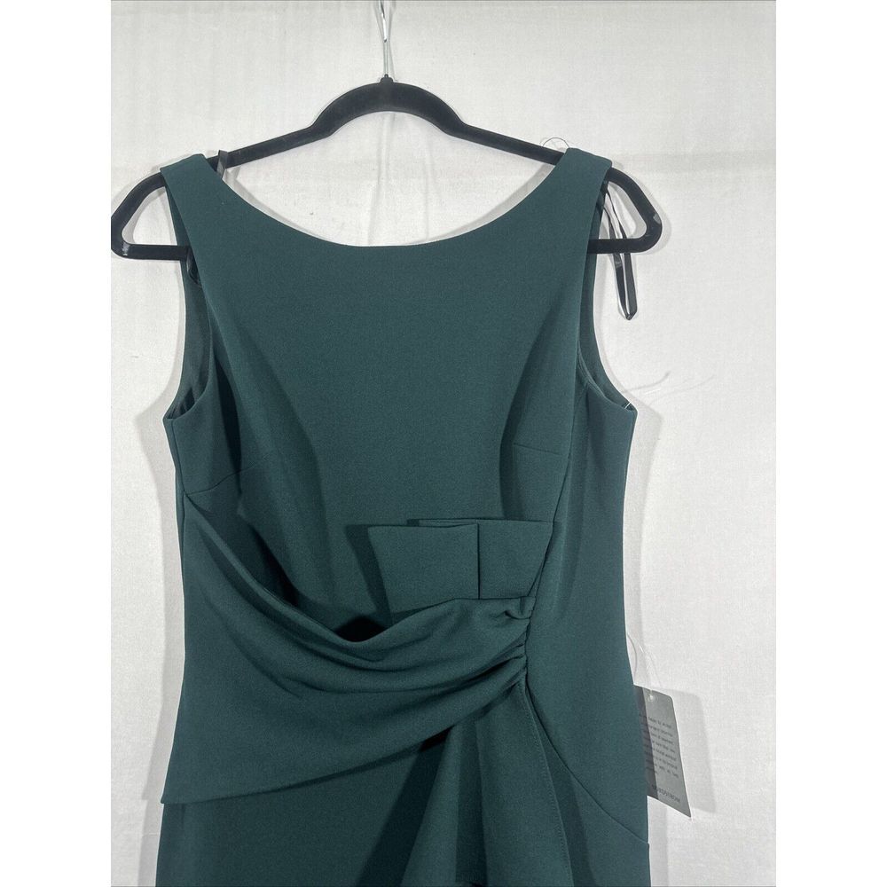 NEW $229 Betsy & Adam [‎ 8 ] Sleeveless Ruffle Bow Trumpet Gown in Pine Green - Picture 10 of 14